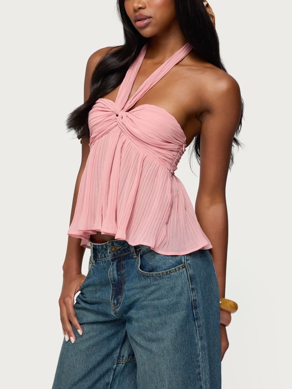 EDIKTED | Pleated Chiffon Babydoll Halter (NEVER WORN)